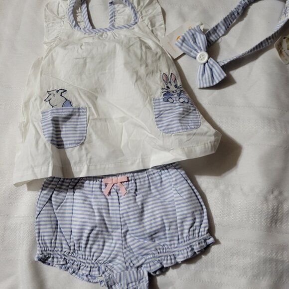 Gymboree Peter Rabbit NWT 3-6 month shirt, diaper cover, headband & slippers - Picture 5 of 8
